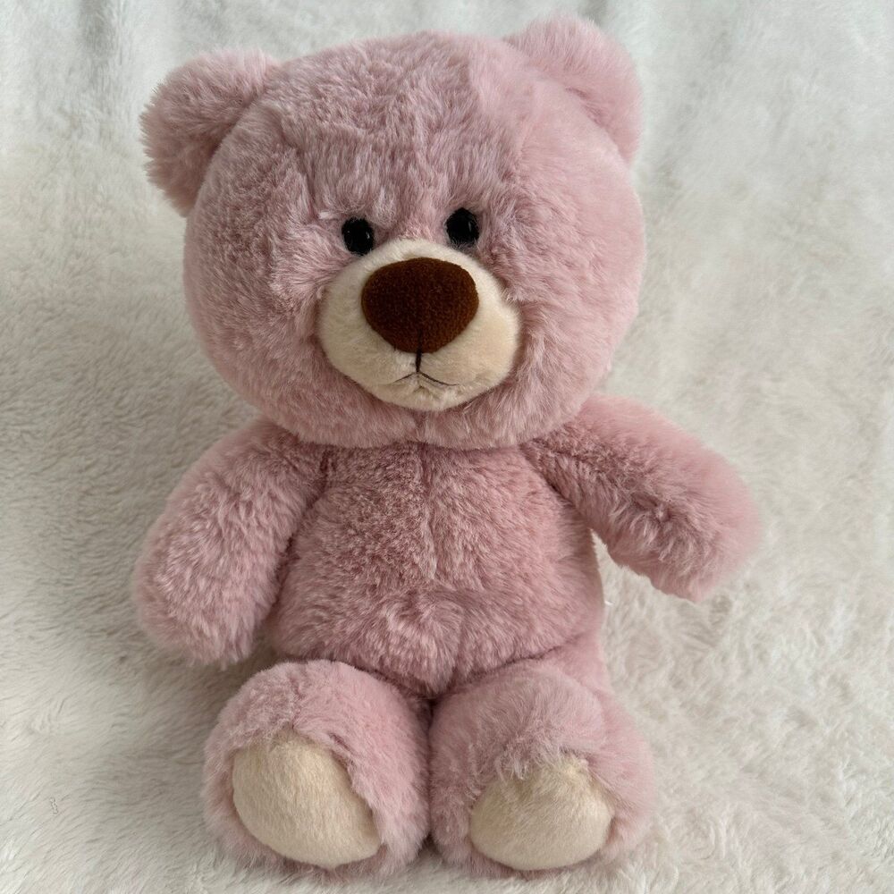 Aurora Pink Hugga Wug Teddy Bear 13” White Soft Plush Toy Stuffed Animal